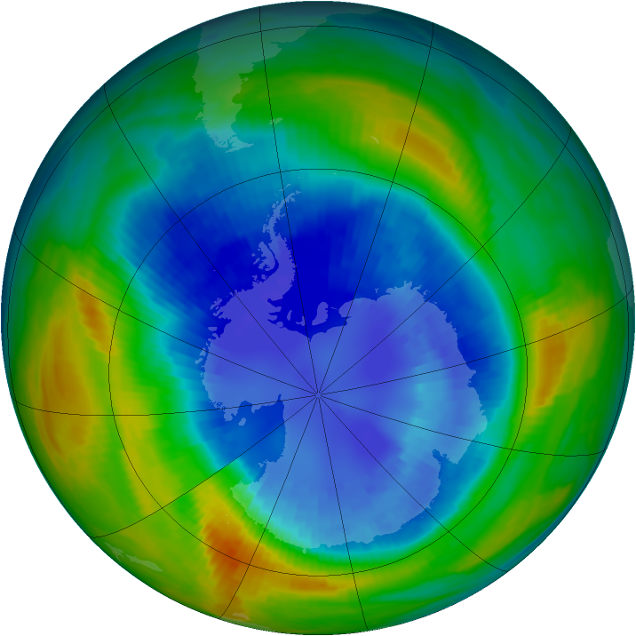 Antarctic ozone map for 03 September 1990
